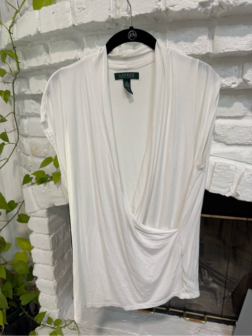 Ralph Lauren White Draped Surplice Top